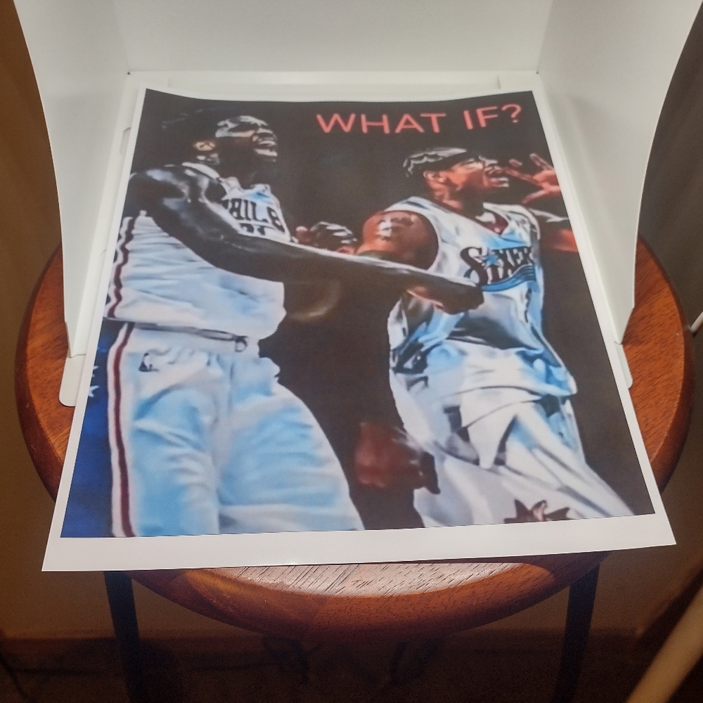 WHAT IF? ALLEN IVERSON JOEL EMBIID ULTRA GLOSSY PHILADELPHIA 76ERS 8.5x11 POSTER